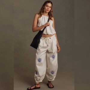Anthropologie Pilcro The Slacker Embroidered Parachute Pants medium